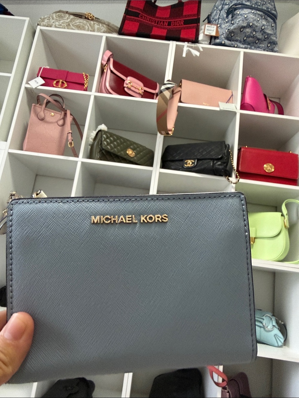 Michael Kors light blue wallet with gold hardware - Picture 1 of 9